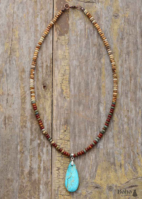 Boho Necklace, Choker Necklace, Jasper, Natural Stone